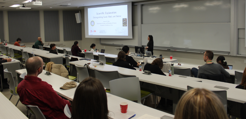 Lauren Ross lectures in classroom