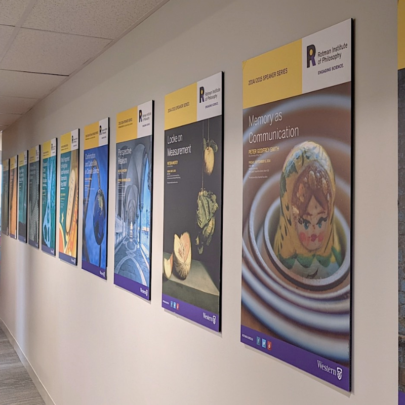 A wall of Rotman's past event posters