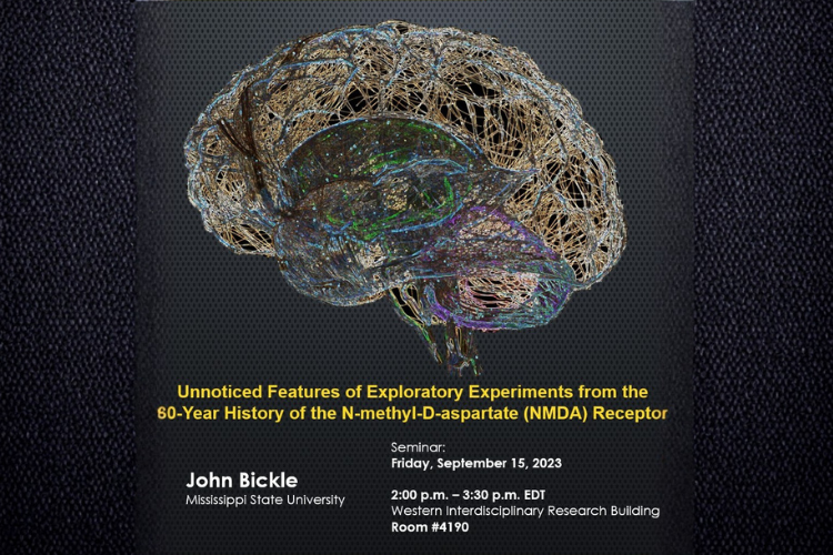 Poster - Speaker: John Bickle, Mississippi State University Title: Unnoticed Feautures of Exploratory Expirements from the 60-Year History of the N-methyl-D-aspartate (NMDA) Receptor