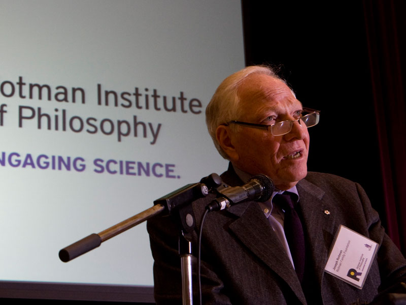 Joseph Rotman speaks at the opening ceremony for the Rotman Institute of Philosophy.